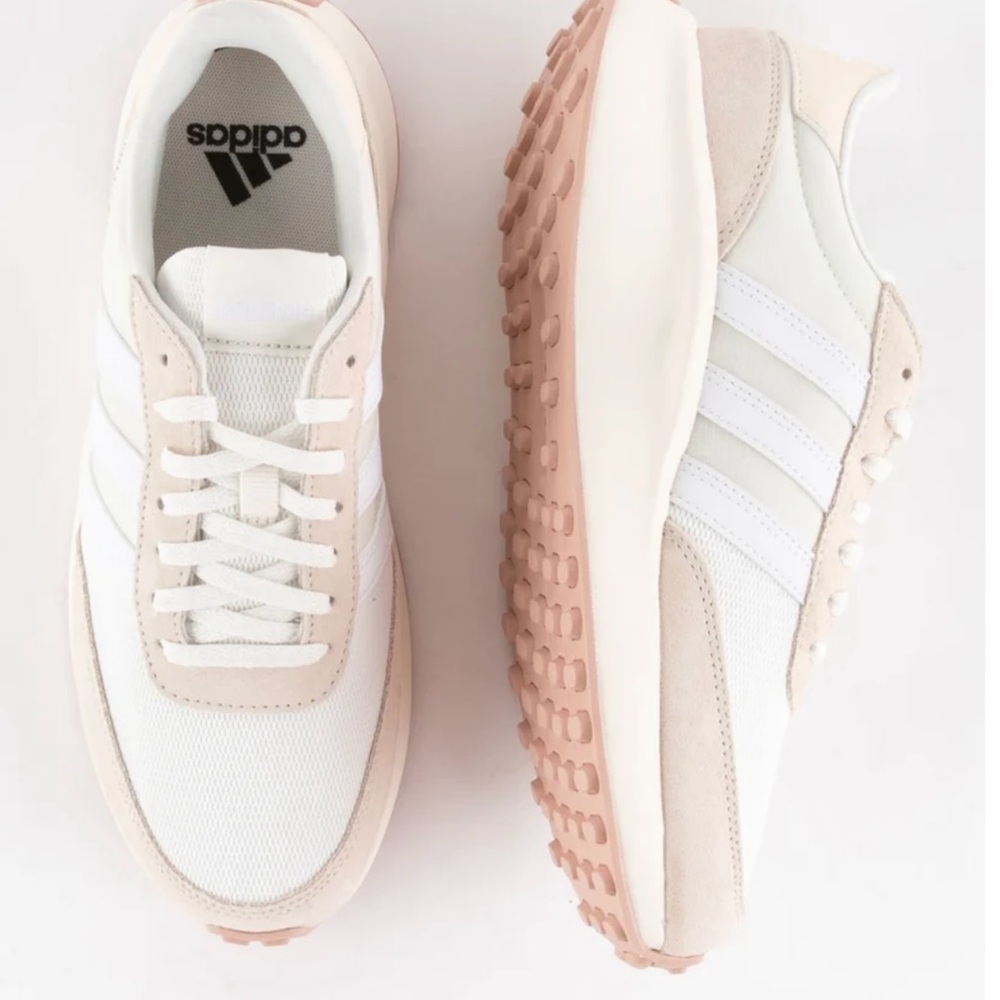 Adidas Women's White and Pink Sneakers